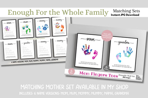 Custom Dad Grow Big Remember Tiny Handprint l Digital Art Print | Father Mother Day Keepsake Gift Digital Pattern Fine Purple Elephant Creations 