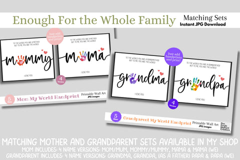 Custom Dad My World Handprint l Digital Art Print | Father Mother Day Keepsake Gift Digital Pattern Fine Purple Elephant Creations 