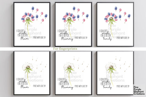 Custom Dandelion Flower Digital Art Print | Father's Mother's Day Keepsake Birthday Gift Digital Pattern Fine Purple Elephant Creations 