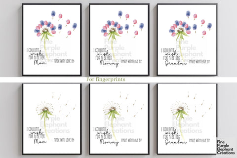 Custom Dandelion Flower Digital Art Print | Father's Mother's Day Keepsake Birthday Gift Digital Pattern Fine Purple Elephant Creations 