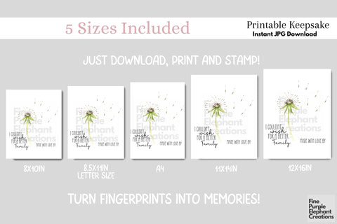 Custom Dandelion Flower Digital Art Print | Father's Mother's Day Keepsake Birthday Gift Digital Pattern Fine Purple Elephant Creations 