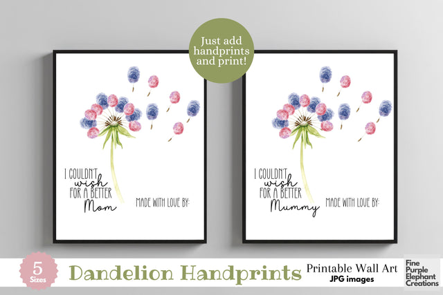 Custom Dandelion Flower Digital Art Print | Father's Mother's Day Keepsake Birthday Gift Digital Pattern Fine Purple Elephant Creations 