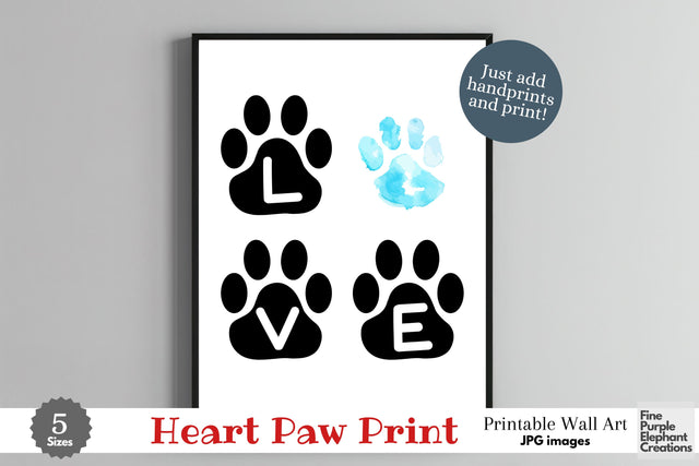 Custom Dog Cat Pawprint l Digital Art Print | Father Mother Day Keepsake Gift Digital Pattern Fine Purple Elephant Creations 