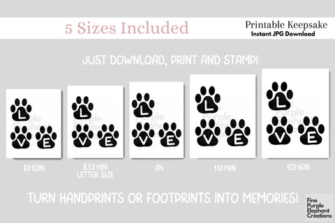 Custom Dog Cat Pawprint l Digital Art Print | Father Mother Day Keepsake Gift Digital Pattern Fine Purple Elephant Creations 