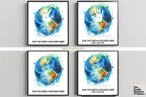 Custom Earth Day Helping Hand Handprint l Digital Art Print | Father Mother Day Keepsake Gift Digital Pattern Fine Purple Elephant Creations 