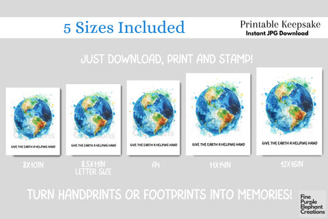 Custom Earth Day Helping Hand Handprint l Digital Art Print | Father Mother Day Keepsake Gift Digital Pattern Fine Purple Elephant Creations 