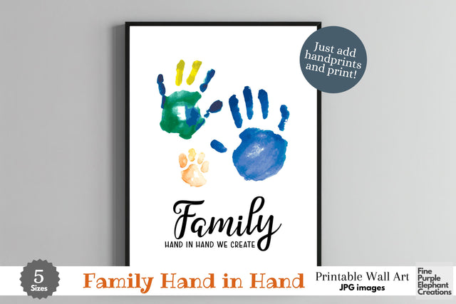 Custom Family Hand Hold l Digital Art Print | Father Mother Day Keepsake Gift Digital Pattern Fine Purple Elephant Creations 