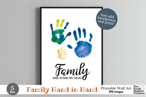 Custom Family Hand Hold l Digital Art Print | Father Mother Day Keepsake Gift Digital Pattern Fine Purple Elephant Creations 