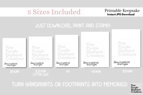 Custom Family Home You Handprint l Digital Art Print | Father Mother Day Keepsake Gift Digital Pattern Fine Purple Elephant Creations 