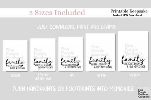 Custom Family Never Ends l Digital Art Print | Father Mother Day Keepsake Gift Digital Pattern Fine Purple Elephant Creations 