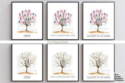 Custom Family Tree Fingerprint l Digital Art Print | Father Mother Day Keepsake Gift Digital Pattern Fine Purple Elephant Creations 
