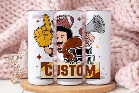 Custom Football Fan 20oz Tumbler Wrap Sublimation DesignSVG 