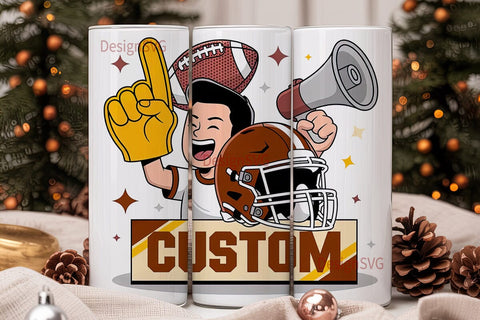 Custom Football Fan 20oz Tumbler Wrap Sublimation DesignSVG 