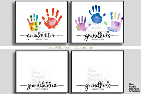 Custom Grandkids Life Grand Handprint l Digital Art Print | Father Mother Day Keepsake Gift Digital Pattern Fine Purple Elephant Creations 