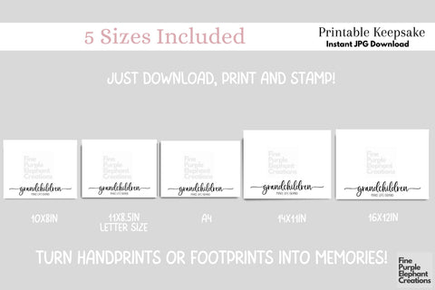 Custom Grandkids Life Grand Handprint l Digital Art Print | Father Mother Day Keepsake Gift Digital Pattern Fine Purple Elephant Creations 