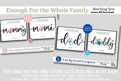 Custom Grandparent My World Handprint l Digital Art Print | Father Mother Day Keepsake Gift Digital Pattern Fine Purple Elephant Creations 
