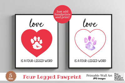Custom Heart Dog Cat Pawprint l Digital Art Print | Father Mother Day Keepsake Gift Digital Pattern Fine Purple Elephant Creations 