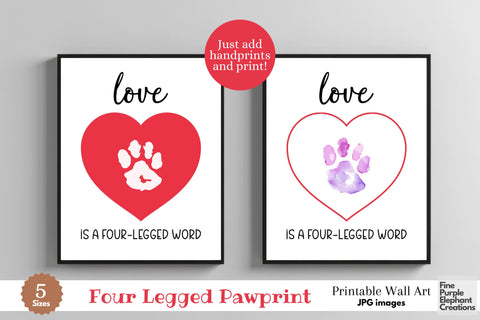 Custom Heart Dog Cat Pawprint l Digital Art Print | Father Mother Day Keepsake Gift Digital Pattern Fine Purple Elephant Creations 