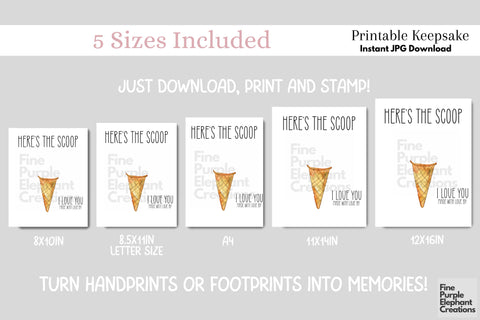 Custom Ice Cream Handprint Digital Art Print | Mother's Father's Day Birthday Gift Digital Pattern Fine Purple Elephant Creations 