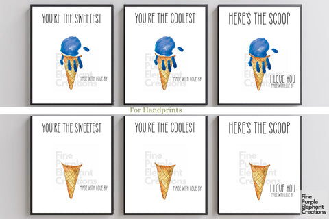 Custom Ice Cream Handprint Digital Art Print | Mother's Father's Day Birthday Gift Digital Pattern Fine Purple Elephant Creations 