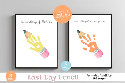 Custom Last Day School Pencil Handprint Digital Art Print Digital Pattern Fine Purple Elephant Creations 