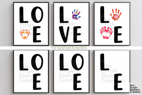Custom Love Handprint Footprint l Digital Art Print | Father Mother Day Keepsake Gift Digital Pattern Fine Purple Elephant Creations 