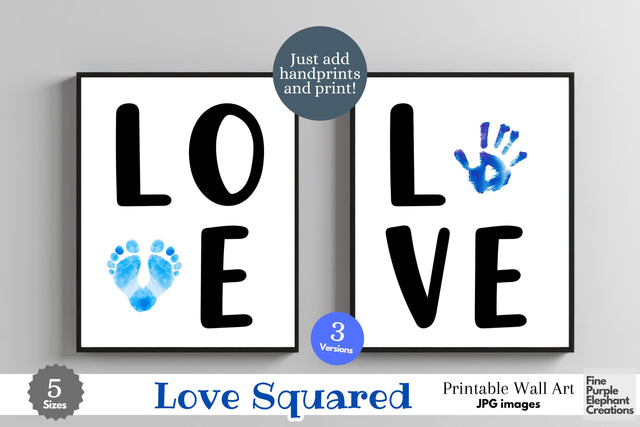 Custom Love Handprint Footprint l Digital Art Print | Father Mother Day Keepsake Gift Digital Pattern Fine Purple Elephant Creations 