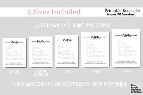 Custom Mom Grow Big Remember Tiny Handprint l Digital Art Print | Father Mother Day Keepsake Gift Digital Pattern Fine Purple Elephant Creations 