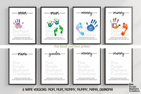 Custom Mom Grow Big Remember Tiny Handprint l Digital Art Print | Father Mother Day Keepsake Gift Digital Pattern Fine Purple Elephant Creations 