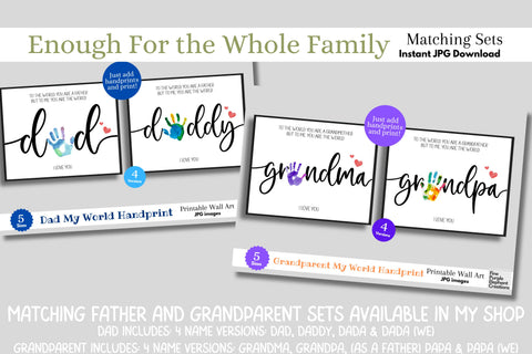 Custom Mom My World Handprint l Digital Art Print | Father Mother Day Keepsake Gift Digital Pattern Fine Purple Elephant Creations 