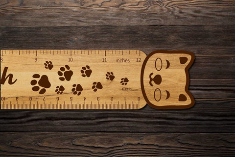 Custom Ruler with Cat SVG LaserCutano 