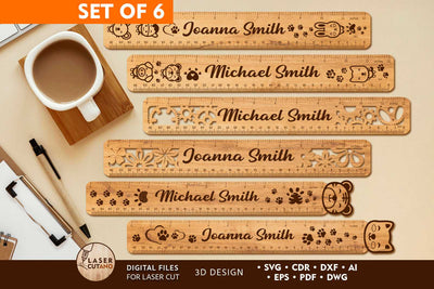 Custom Rulers Set 3D Design Templates SVG LaserCutano 
