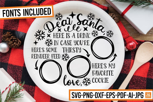 Custom Santa Cookie Plate SVG PNG DXF - Reindeer Feed Template SVG TonisArtStudio 