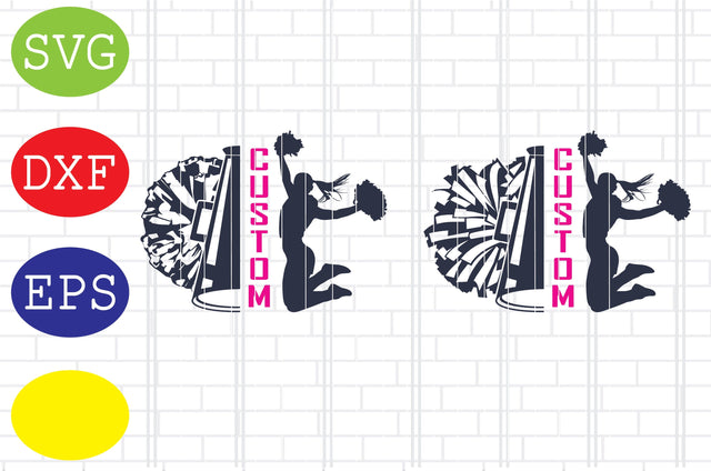 Custom Text Cheerleader Svg, Cheerleader Svg, Cheerleading Vector, Cheer Pom Poms Cut Files, Sport Svg, Jpg, Eps, Dxf Files SVG DigitalSvgFiles 
