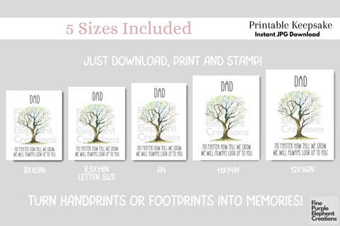 Custom Tree Grow Up l Digital Art Print | Father Mother Day Keepsake Gift Digital Pattern Fine Purple Elephant Creations 