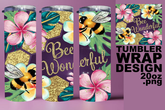 Custom tumbler wrap, high-resolution PNG for crafting! , Bee Sublimation HoodArtCraft 