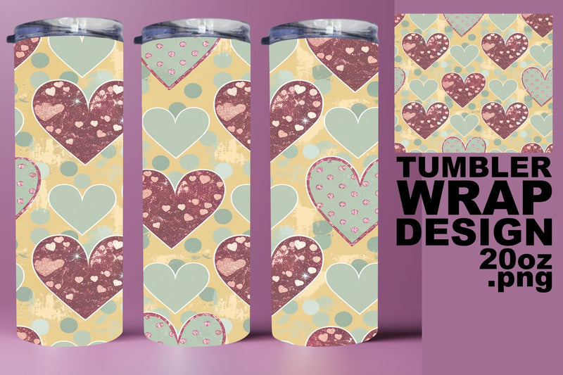 Custom tumbler wrap, vibrant PNG for crafting! , Heart Sublimation HoodArtCraft 