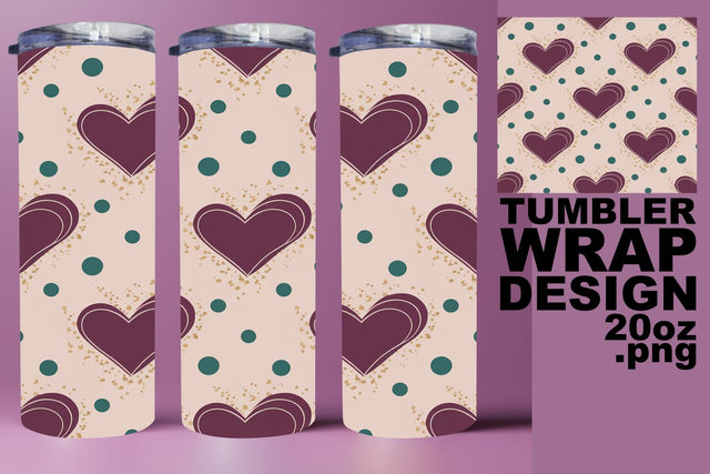 Custom tumbler wrap, vibrant PNG for personalization! , Heart Sublimation HoodArtCraft 