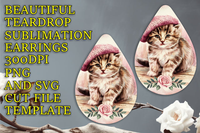 Customizable earrings design, quality PNG for sublimation, Animals Sublimation HoodArtCraft 