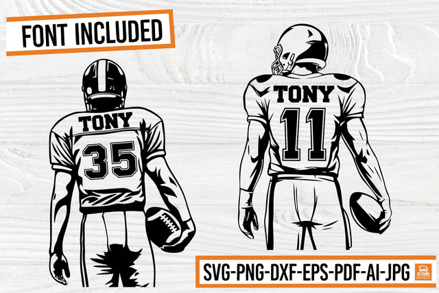 Customizable Football Player SVG | Personalized Sports Silhouette Designσ | Football Team SVG with Font Included SVG TonisArtStudio 