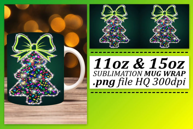 Customizable mug wrap PNGs, great for any occasion! , Neon Xmas Sublimation afrosvg 