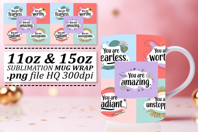 Customizable mug wrap PNGs, great for any occasion! , Quote Sublimation afrosvg 