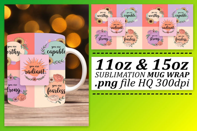 Customizable mug wrap PNGs, great for any style! , Quote Sublimation afrosvg 