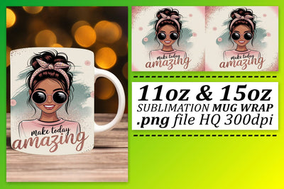 Customizable mug wraps, enhance your 11oz and 15oz mugs! , Woman Sublimation afrosvg 