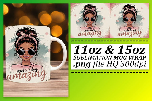Customizable mug wraps, enhance your 11oz and 15oz mugs! , Woman Sublimation afrosvg 