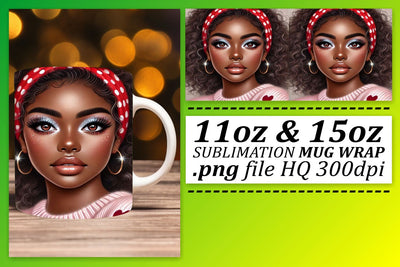 Customizable mug wraps, express your creativity! , Love Girl Sublimation afrosvg 