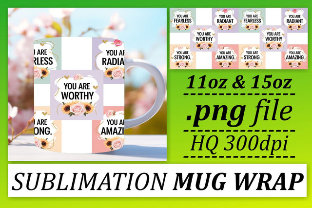 Customizable mug wraps, express your creativity! , Quote Sublimation afrosvg 