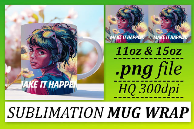 Customizable mug wraps, express your creativity! , Woman Sublimation afrosvg 