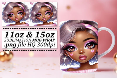 Customizable mug wraps, express your unique flair! , Love Girl Sublimation afrosvg 