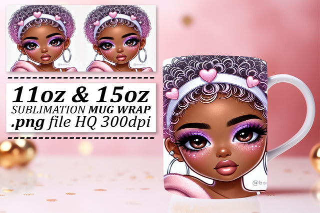 Customizable mug wraps, express your unique flair! , Love Girl Sublimation afrosvg 